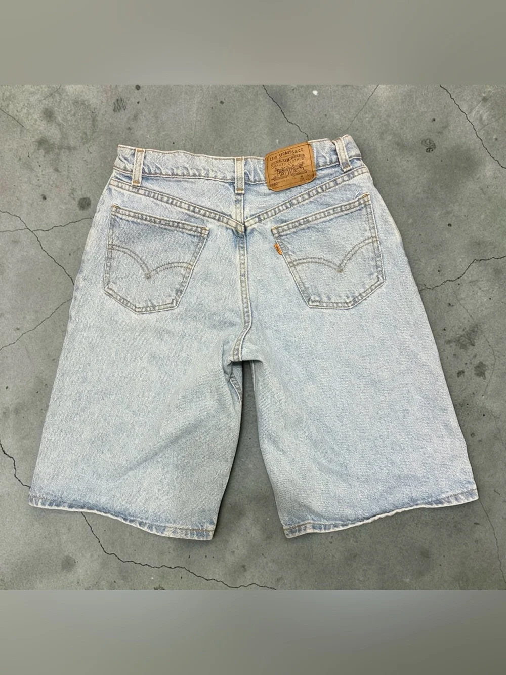 Vintage 90s Levi’s 560 Student Loose Fit Light Wash Long Denim Short Dad Jorts